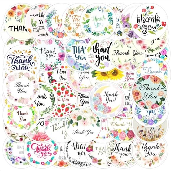 50 Thank You Stickers Vinyl Waterproof X-Large PRICE IS FIRM ( Size 2 1/4” ) - Picture 4 of 7